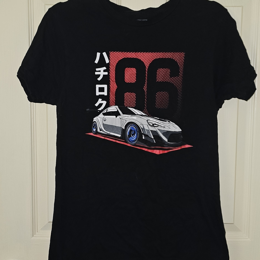 Black Graphic T-Shirt with Car Design